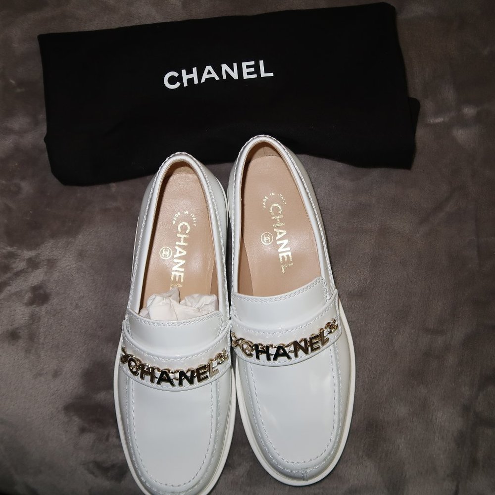 Chanel White Patent Loafers | 2023 Spring/Summer Collection Size 37.5